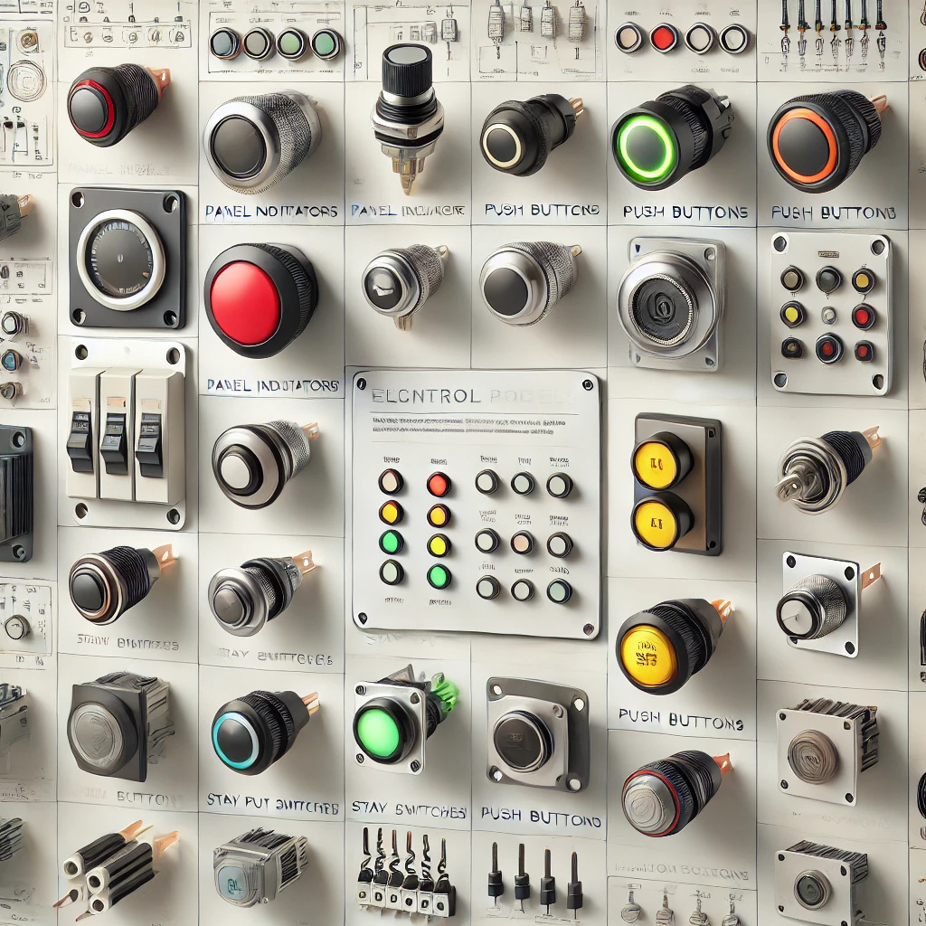  High-quality control panel accessories - push buttons, panel indicators, enclosures, and cable trays by L&T and BCH.